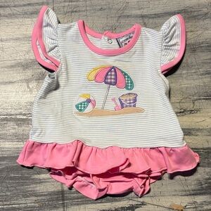 Pink and White Kids Beach-Themed Matching Set